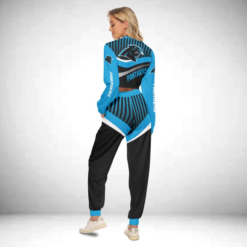 Carolina Panthers Crop Sweatshirt Suit
