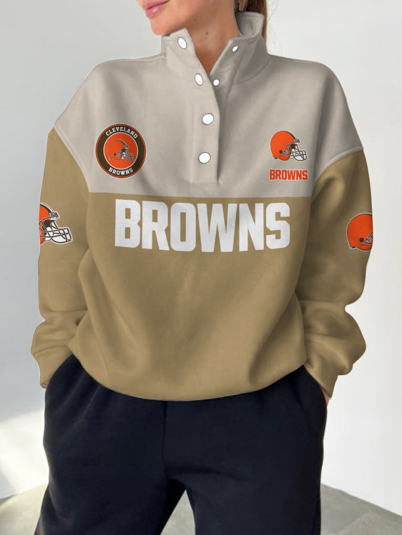 Cleveland Browns Casual Colorful Stand Collar Sweatshirt