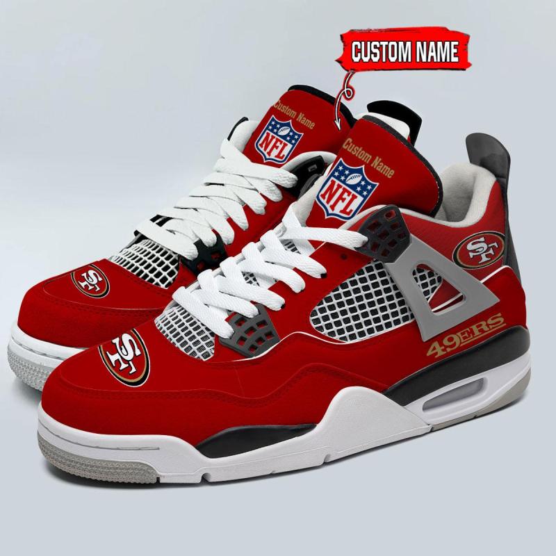 San Francisco 49ers Personalized AJ4 Sneakers Image 2