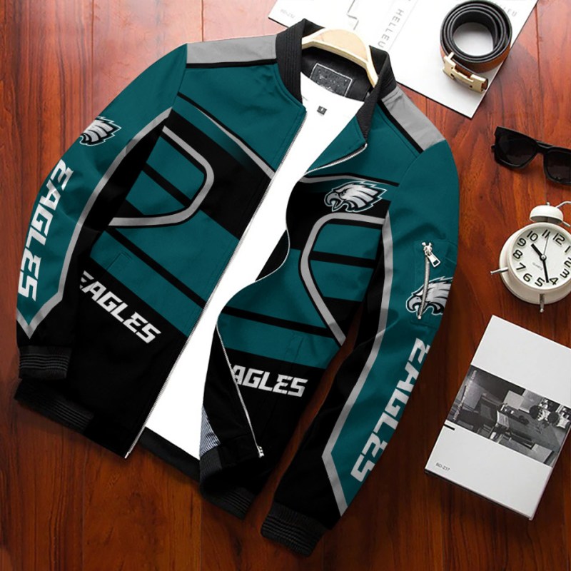 Philadelphia Eagles Personalized Bomber Jacket Side View