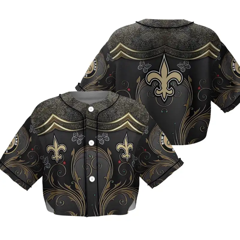 New Orleans Saints Crop Top Baseball Jersey