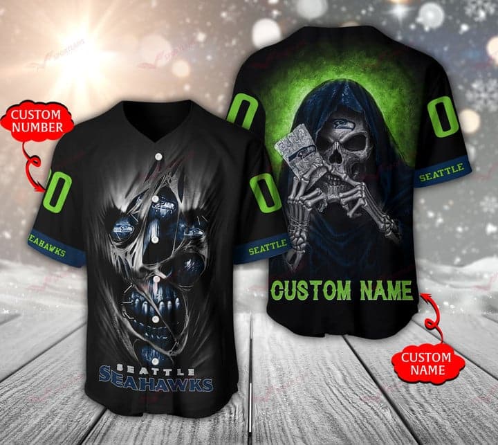 Seattle Seahawks Personalized Baseball Jersey