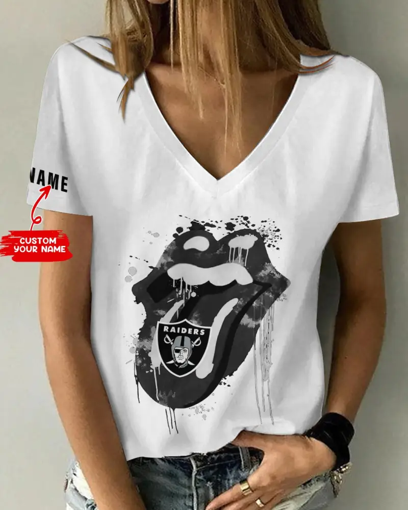Las Vegas Raiders Personalized V-neck Women's T-shirt Image 1