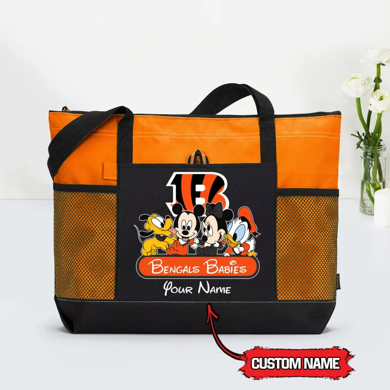 Cincinnati Bengals Personalized Babies Tote Bag in Orange
