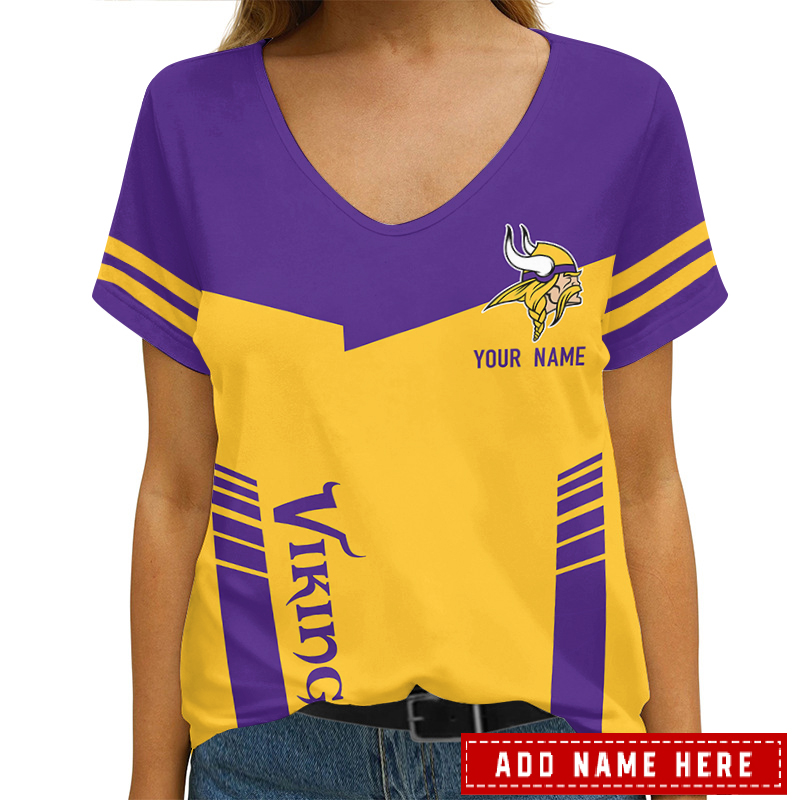 Minnesota Vikings Personalized V-neck T-shirt