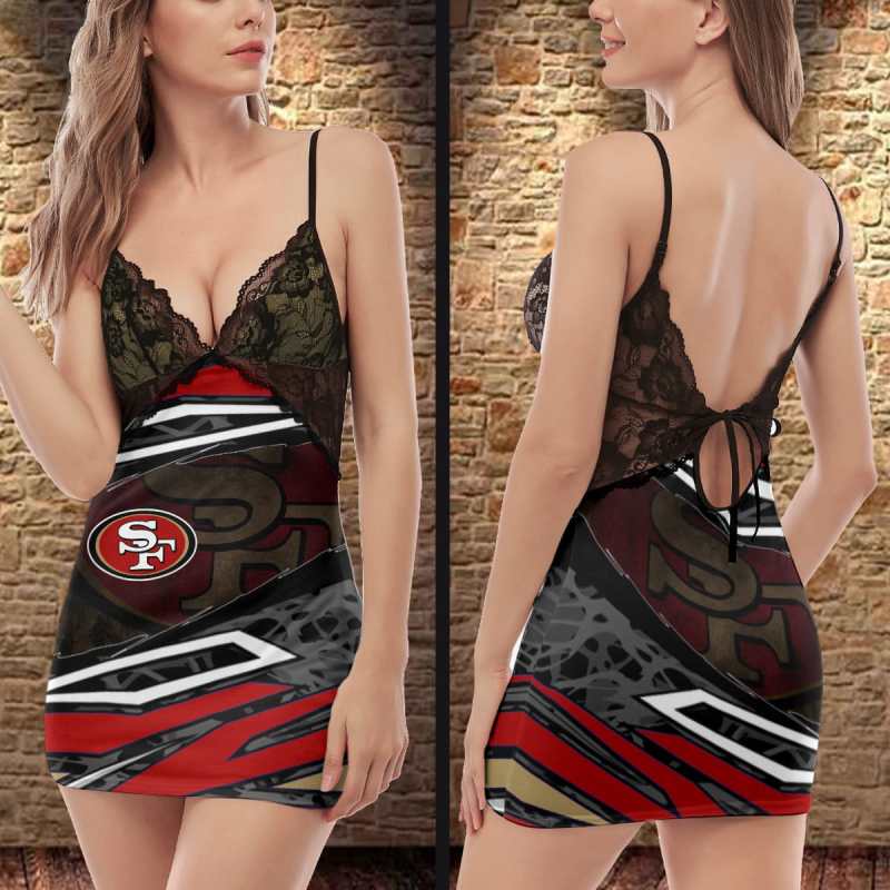 San Francisco 49ers Lace Back Strap Slip Dress Image 2
