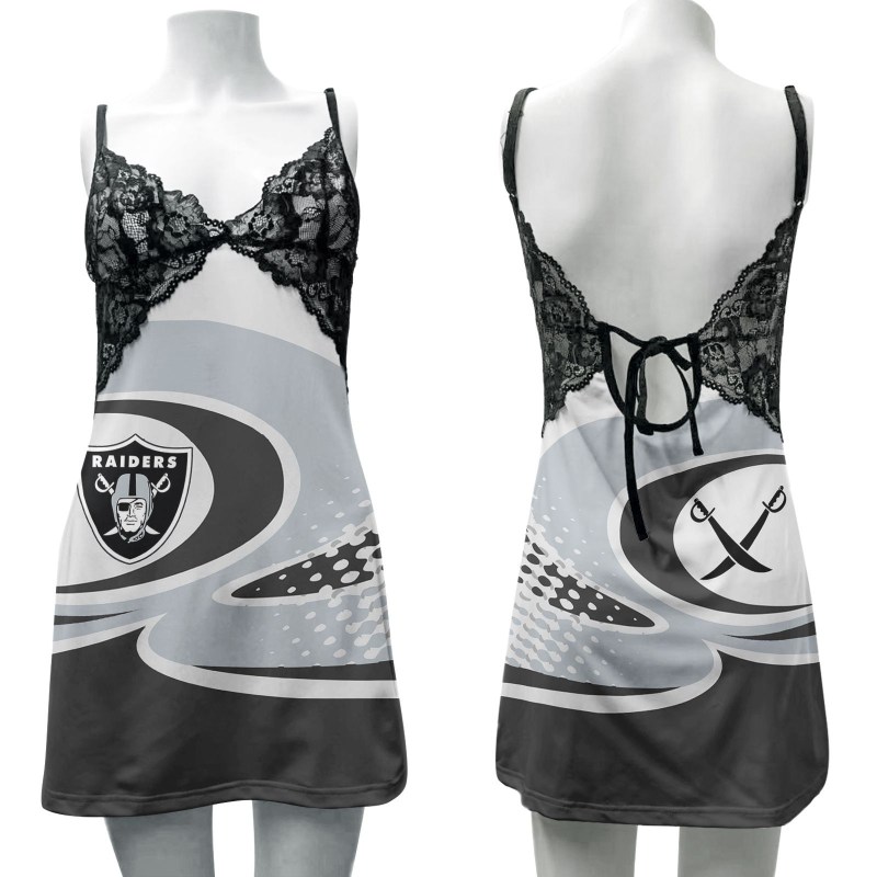 Las Vegas Raiders Lace Back Strap Slip Dress