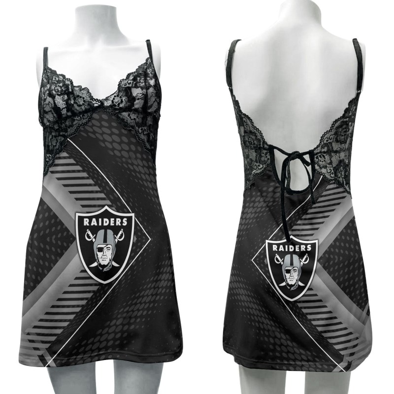 Las Vegas Raiders Lace Back Strap Slip Dress Size Chart