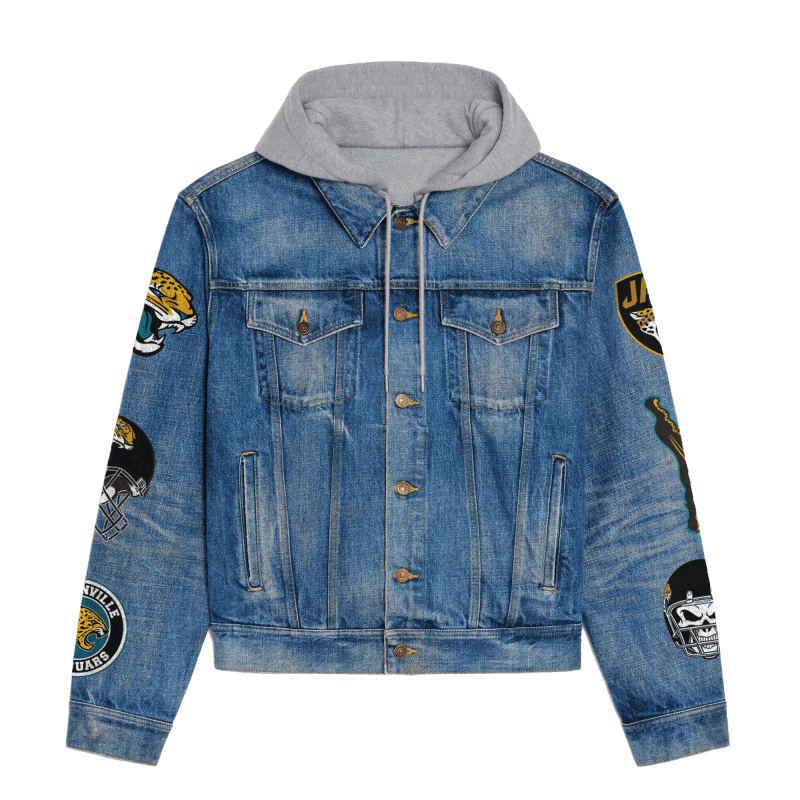 Back Design of Jacksonville Jaguars Hooded Denim Jacket