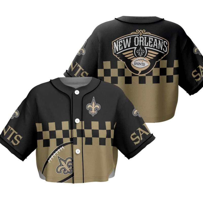New Orleans Saints Crop Top Baseball Jersey