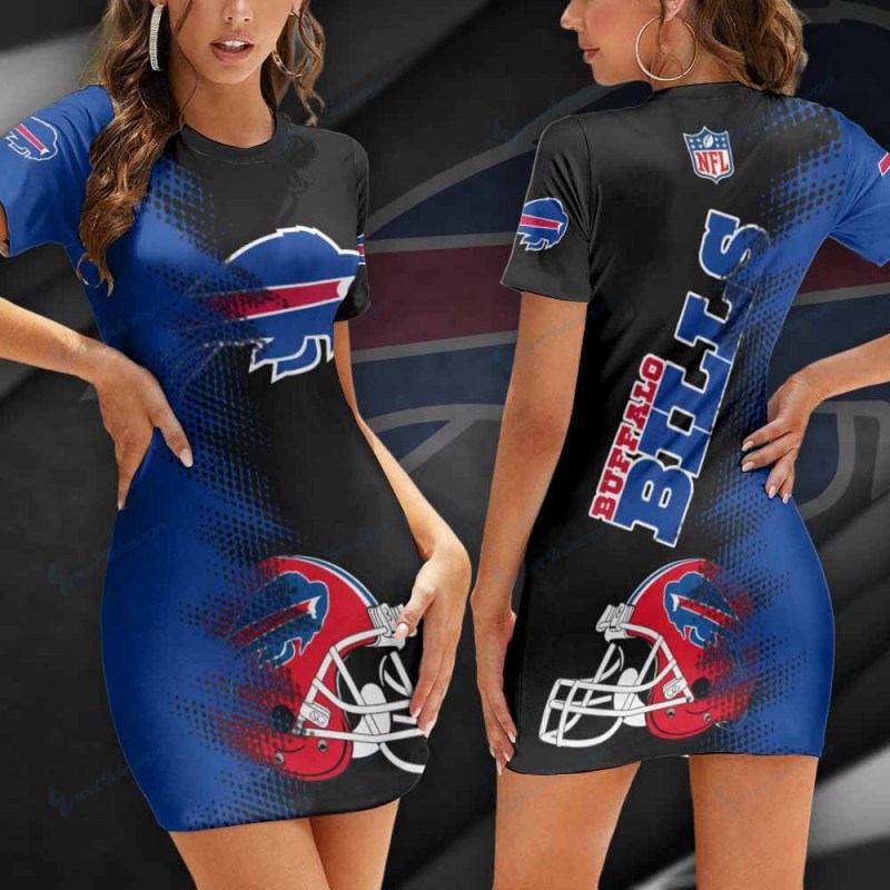 Buffalo Bills Short Sleeve Bodycon Mini Dress