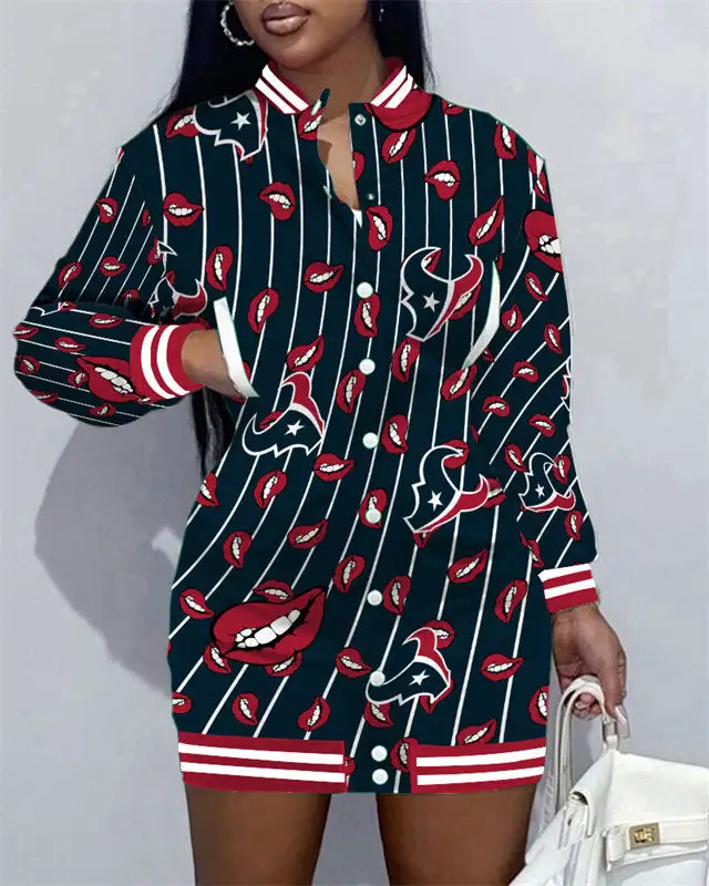 Houston Texans Women Button Down Jacket Dress