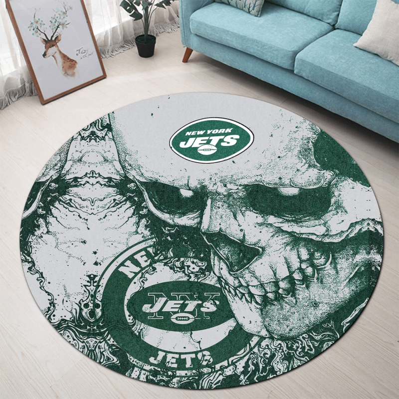 New York Jets Round Rug 212 in Living Room