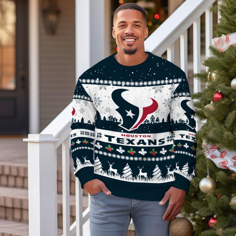 Houston Texans Ugly Christmas Sweater - Back View