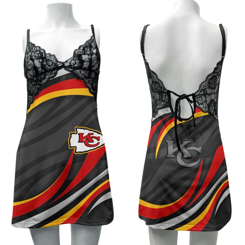 Kansas City Chiefs Lace Back Strap Slip Dress