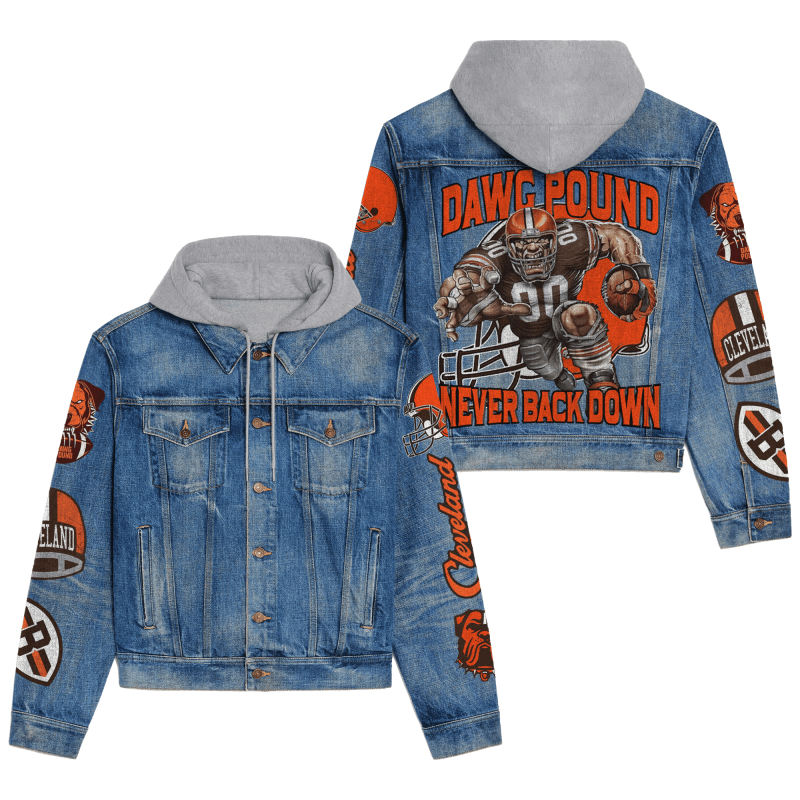 Cleveland Browns Premium Hooded Denim Jacket