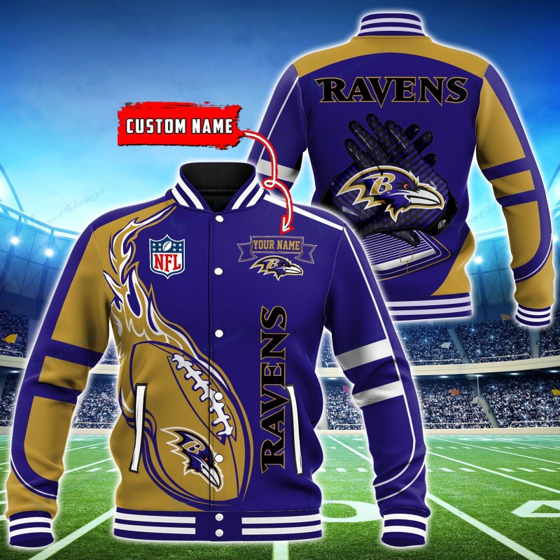Baltimore Ravens Personalized Baseball Jacket