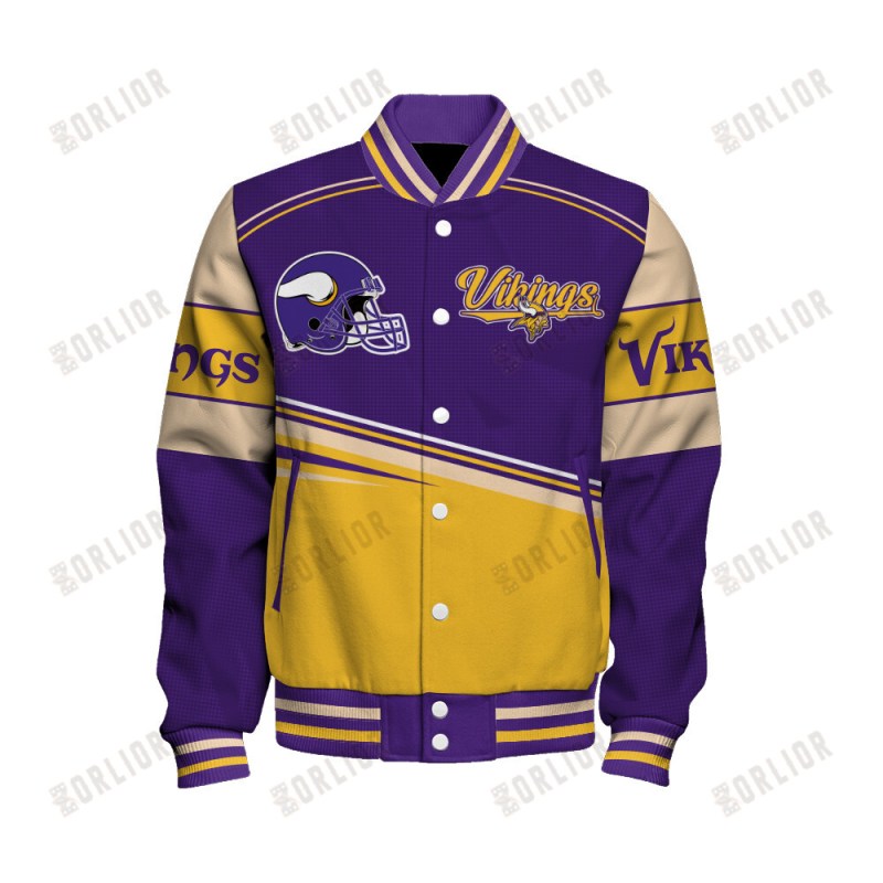 Minnesota Vikings Personalized Unisex Varsity Jacket - Back View