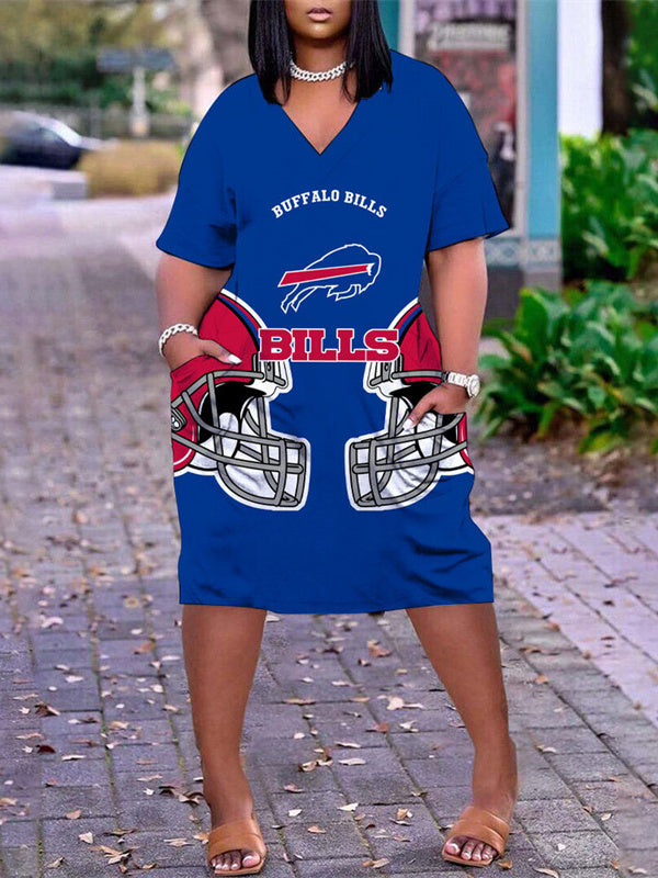Buffalo Bills V-neck Casual Pocket Dress