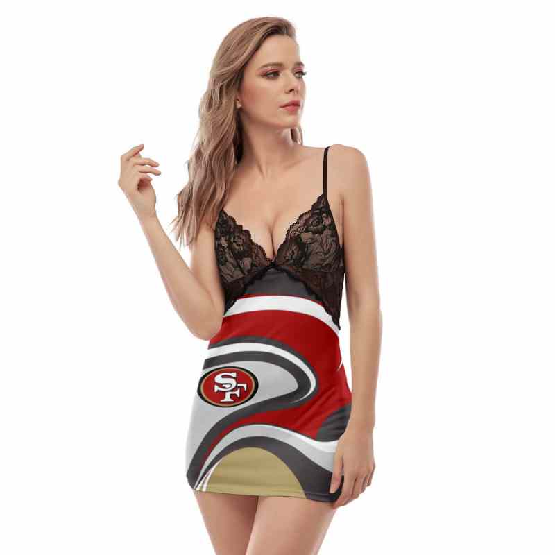 San Francisco 49ers Lace Back Strap Slip Dress Image 5