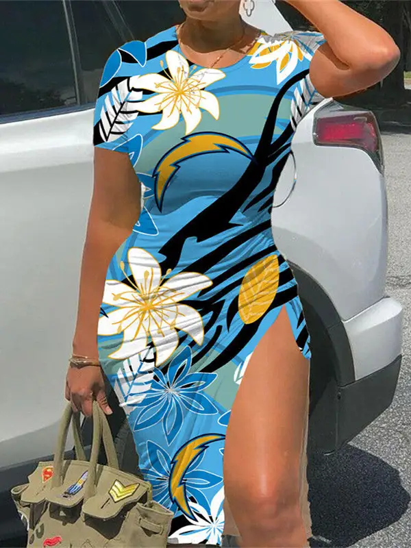 Los Angeles Chargers Slit Bodycon Dress