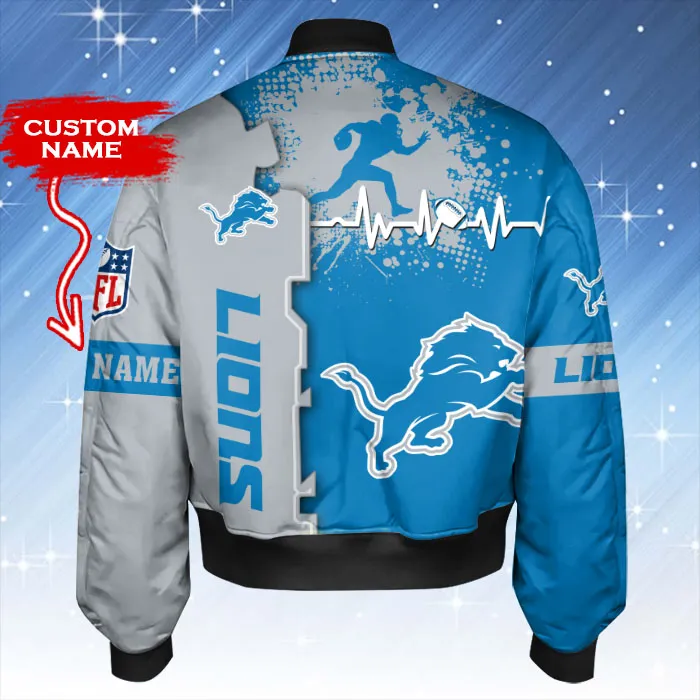 Detroit Lions Personalized Bomber Jacket - Back View