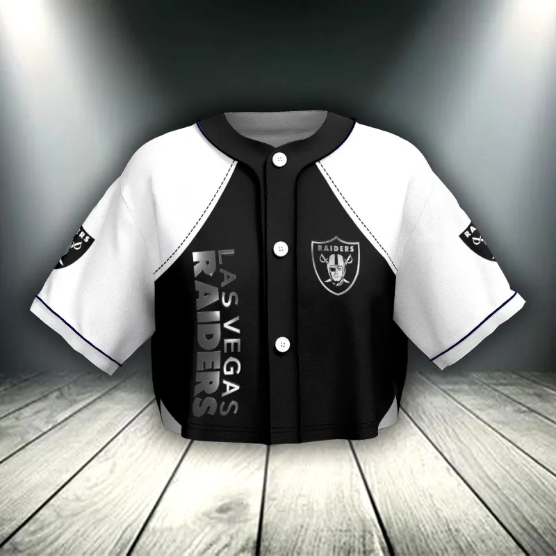 Las Vegas Raiders Crop Top Baseball Jersey Style