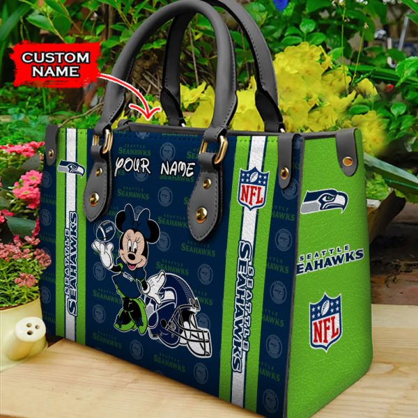 Seattle Seahawks Personalized Leather Hand Bag