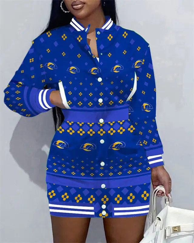 Los Angeles Rams Women Button Down Jacket Dress
