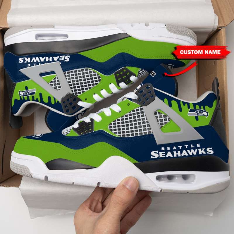 Seattle Seahawks Personalized AJ4 Sneaker