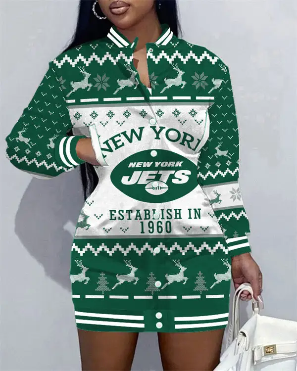 New York Jets Women's Button Down Jacket Dress