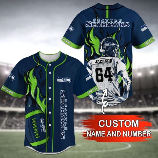 Seattle Seahawks Personalized Baseball Jersey