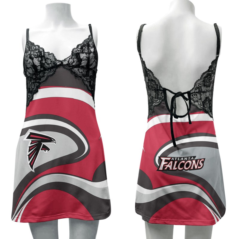 Atlanta Falcons Lace Back Strap Slip Dress