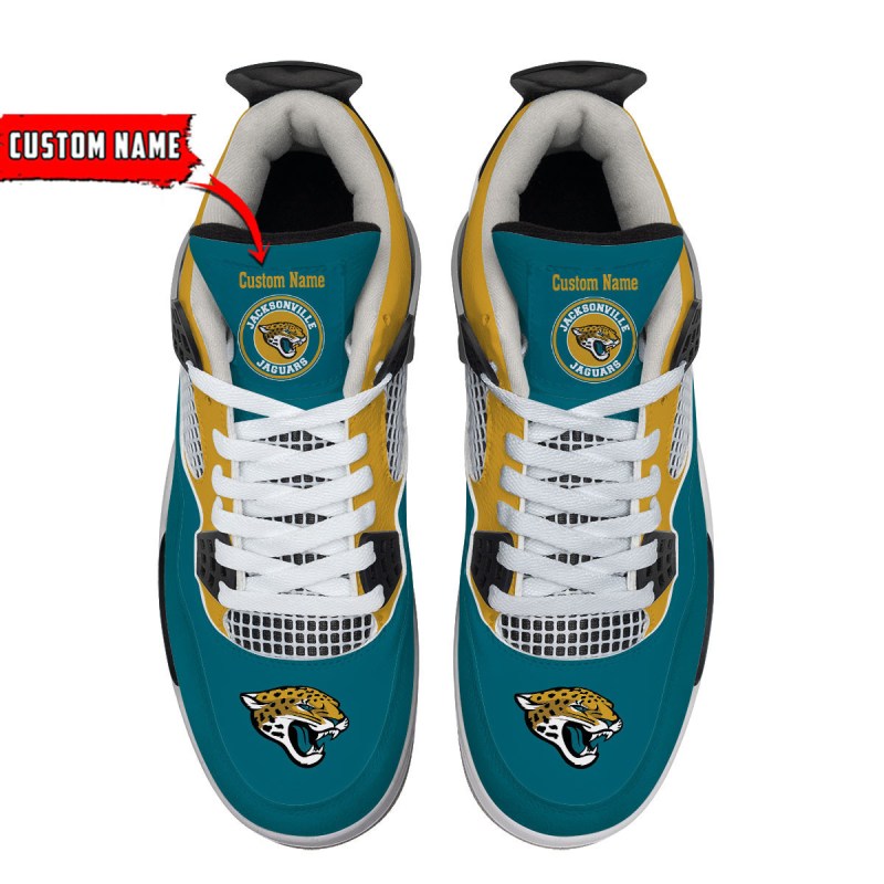 Jacksonville Jaguars Personalized AJ4 Sneaker Side View