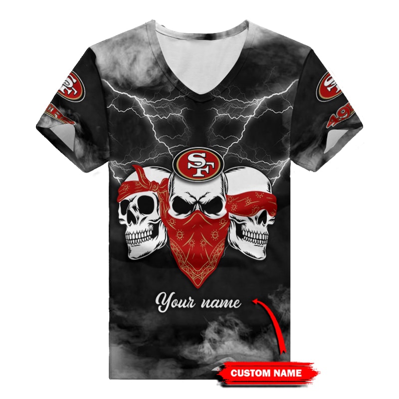 San Francisco 49ers Personalized V-neck Women T-shirt - Style Example