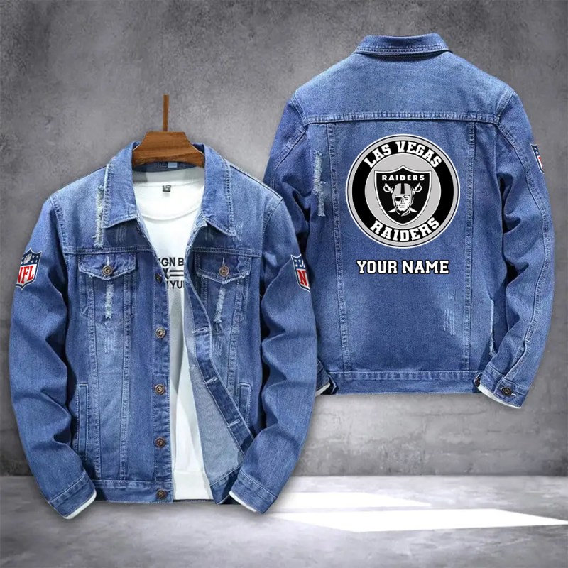 Las Vegas Raiders Denim Jacket Front View
