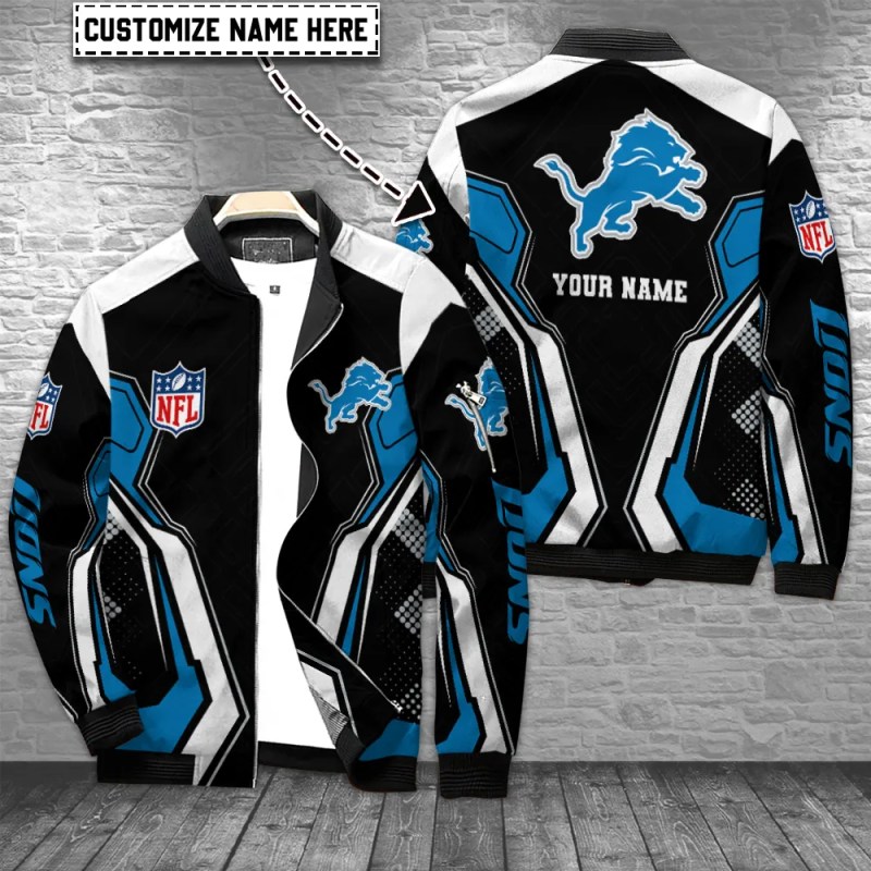 Detroit Lions Personalized Bomber Jacket - Front View