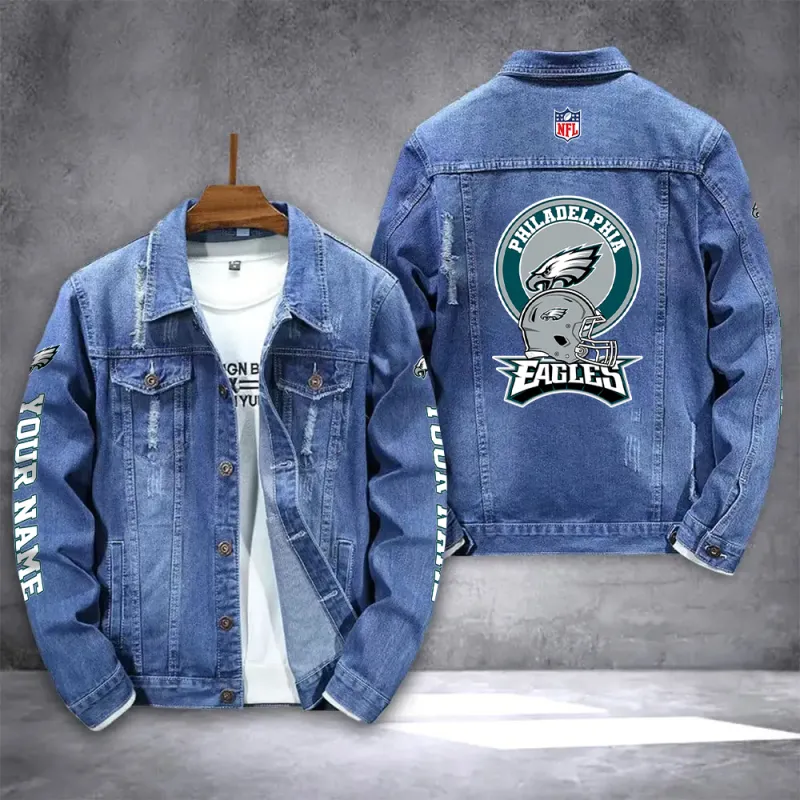 Philadelphia Eagles Denim Jacket Front View