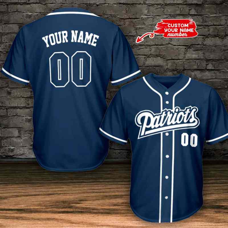 New England Patriots Blue Baseball Jersey