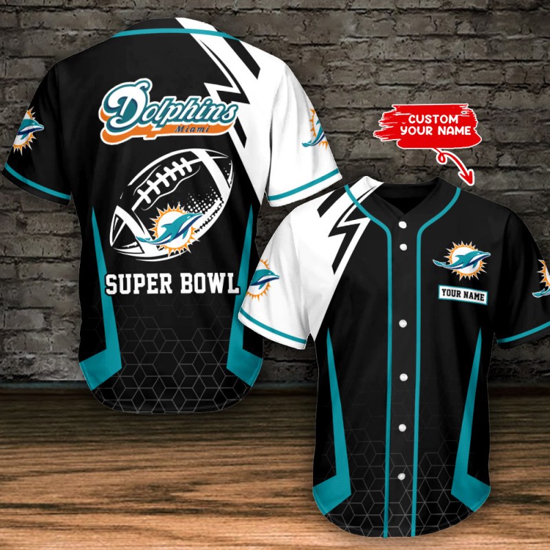 Miami Dolphins Personalized Baseball Jersey