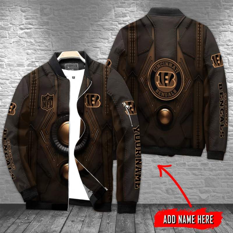 Cincinnati Bengals Personalized Bomber Jacket - Front View