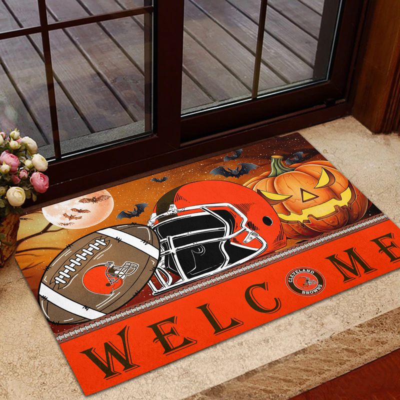 Cleveland Browns Halloween Doormat Lifestyle Image