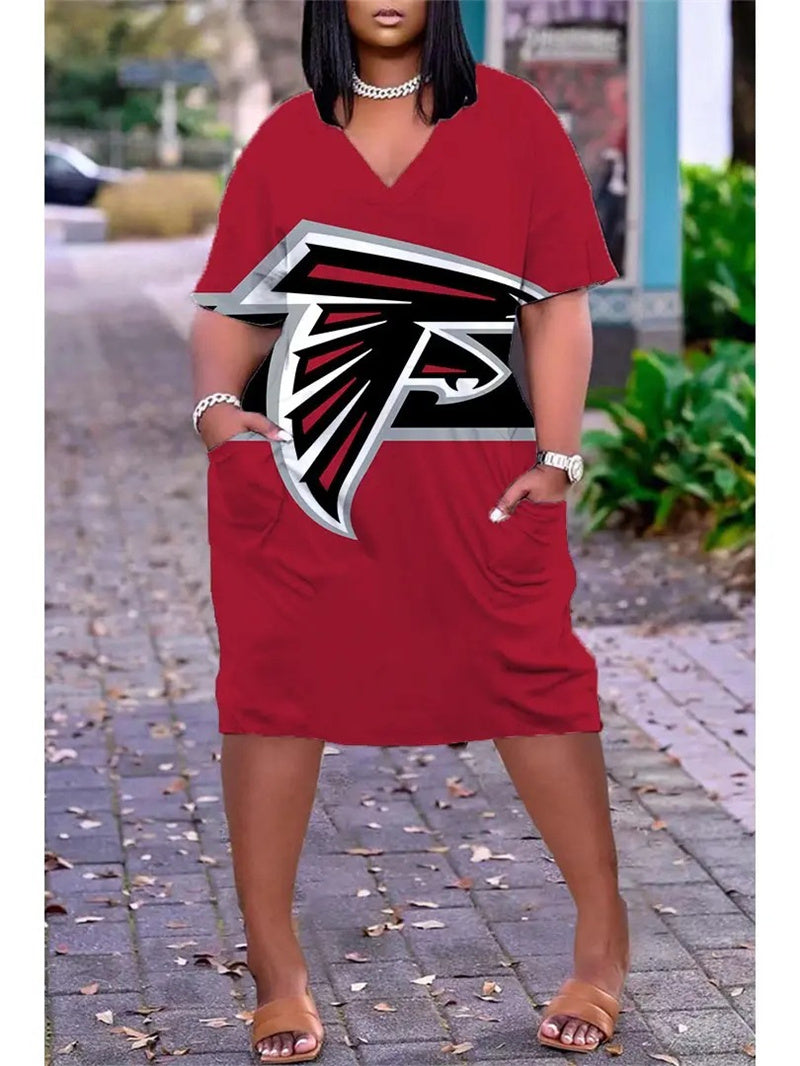 Atlanta Falcons V-neck Casual Pocket Dress
