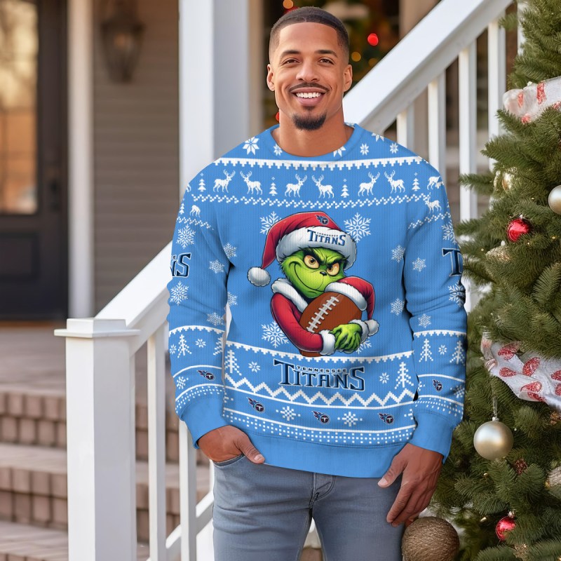 Tennessee Titans Premium Ugly Christmas Sweater Outdoor View 3