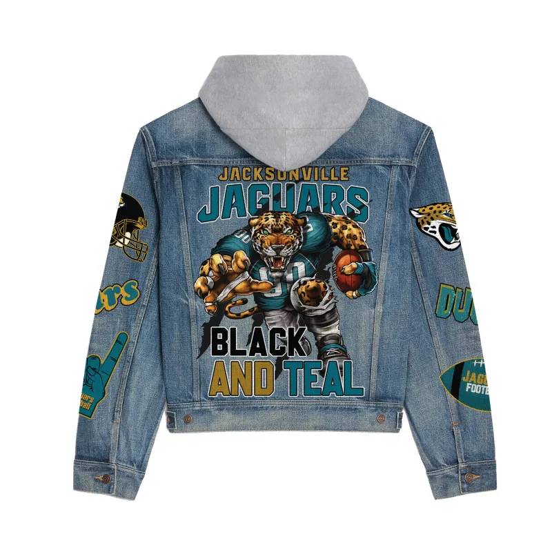 Jacksonville Jaguars Hooded Denim Jacket Detail View
