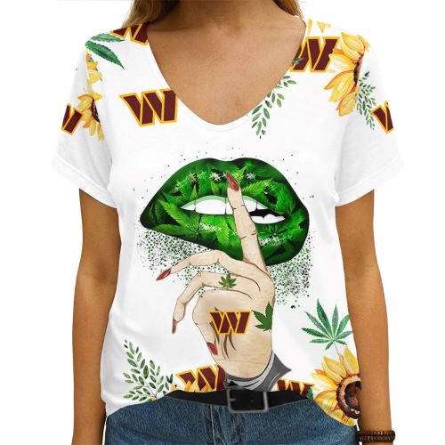 Washington Commanders V-neck T-shirt Mockup 2