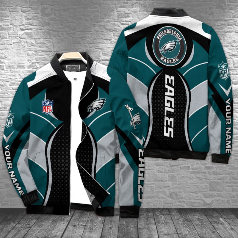 Philadelphia Eagles Personalized Bomber Jacket Front View