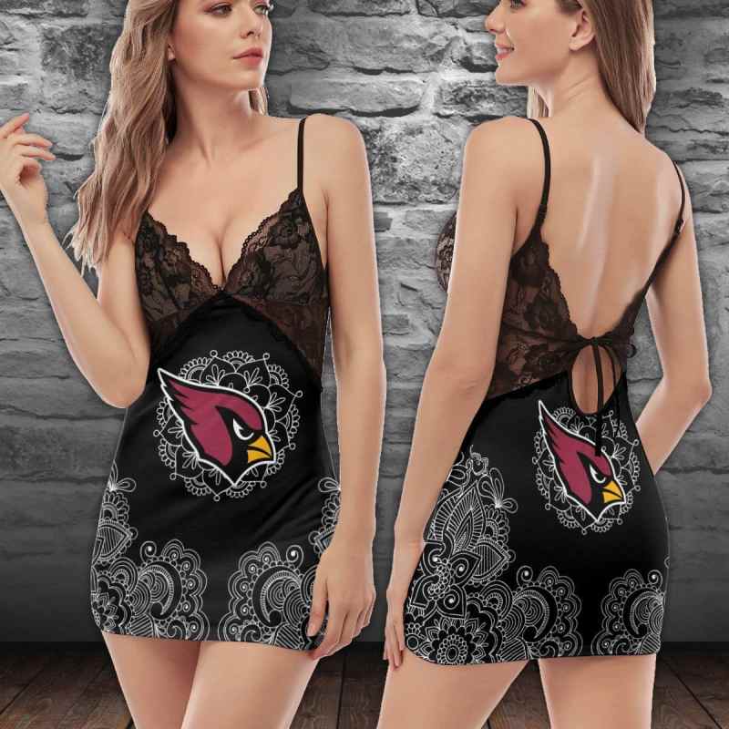 Arizona Cardinals Lace Back Strap Slip Dress