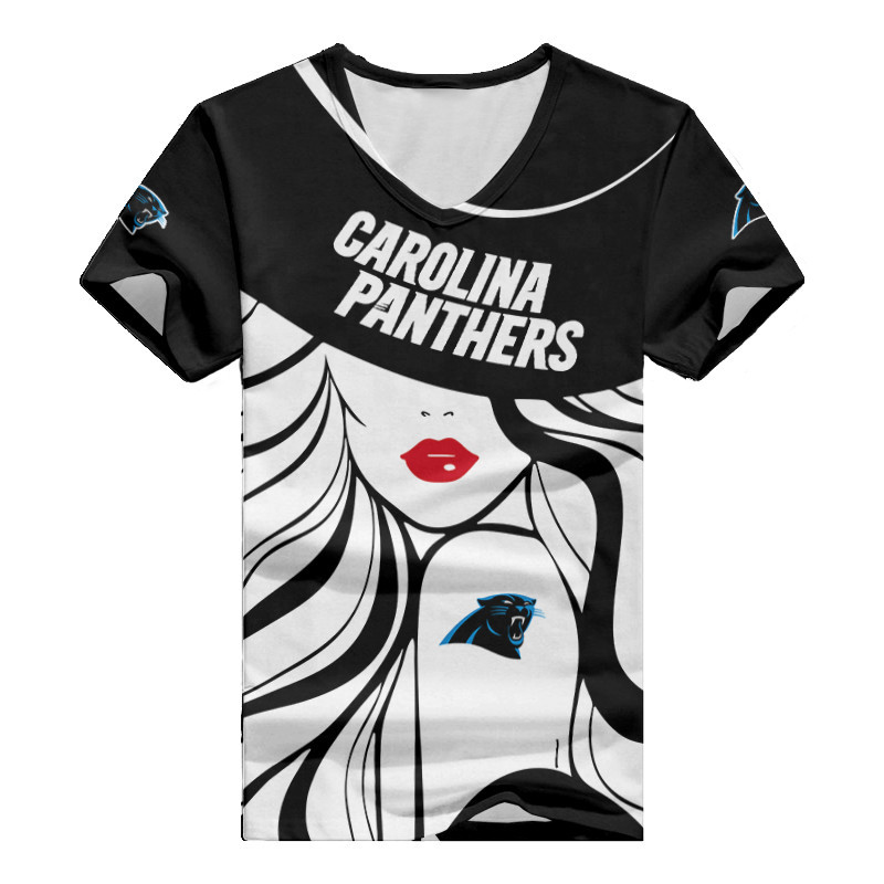 Carolina Panthers Personalized Summer V-neck Women T-shirt
