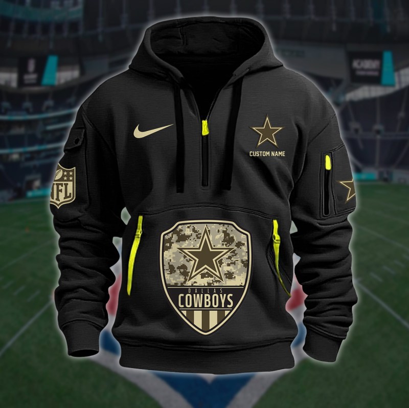 Dallas Cowboys Personalized Quarter Zip Hoodie